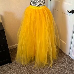 Yellow tulle maxi skirt